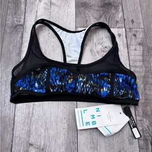 Nimble Activewear Blue Print Strappy Sports Bra US Size 12 NEW NWT